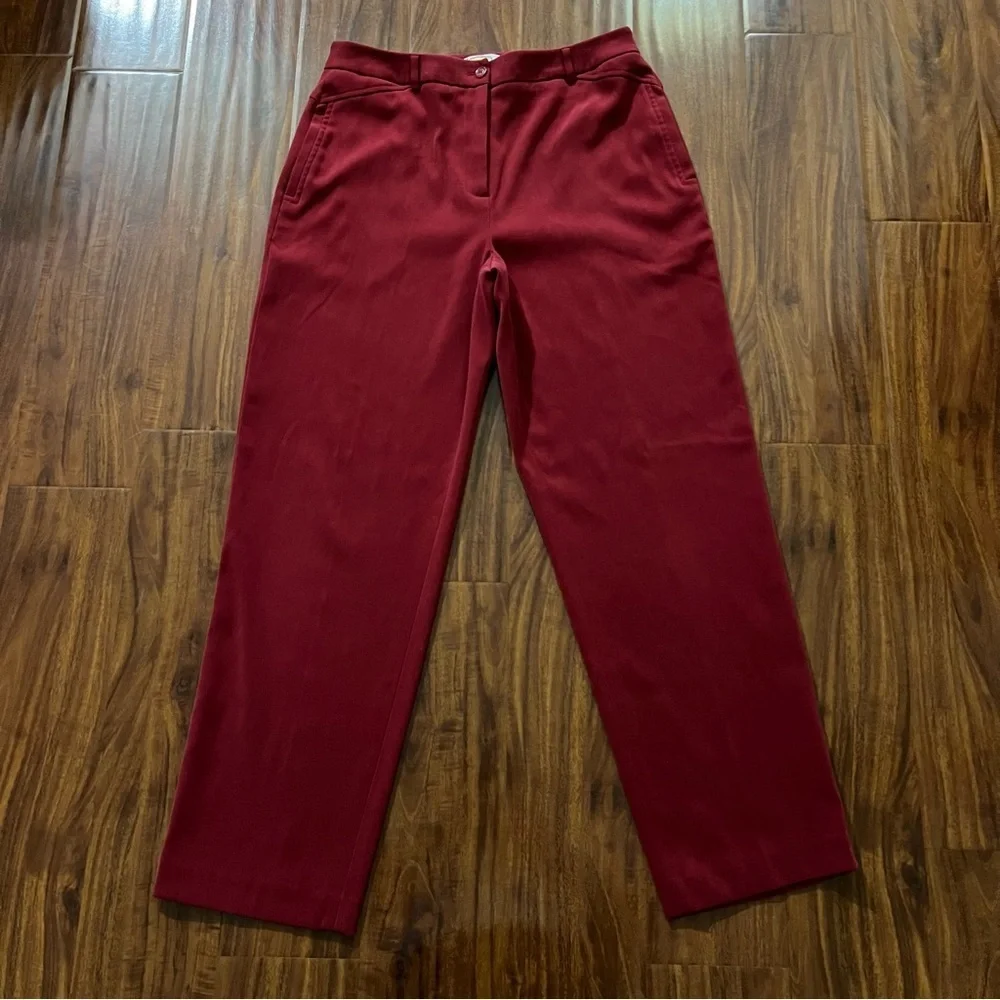 Talbots Petites Stretch Burgundy Faux Suede Straight Leg Pants size 10!